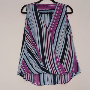 Women's Striped Purple Blue Black Sleeveless Blouse w/ No care tag & no name tag